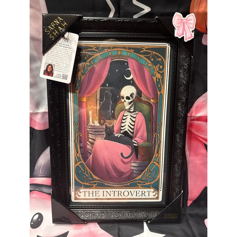 Viral Sapna Shah The Introvert Skeleton Tarot Framed Wall Art